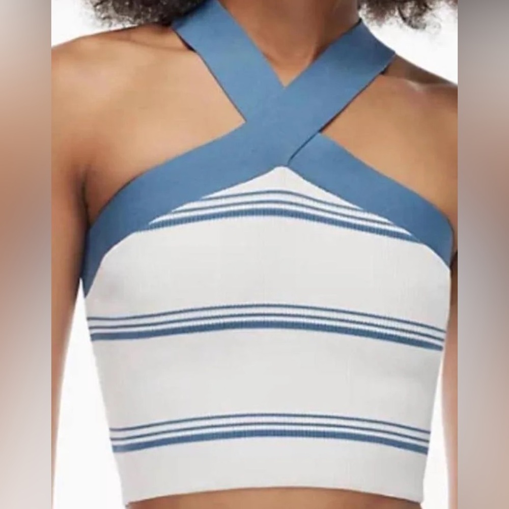 Aritizia Babaton blue and white top size small